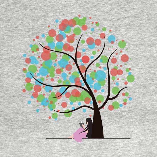 Love Reading under tree design by SherabArts